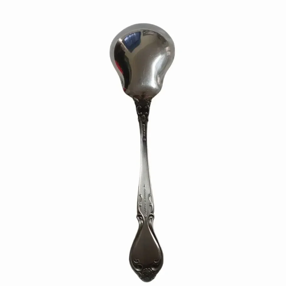 Vintage Lyons Queen Fancy Sugar Spoon Stainless Steel Black Accent 6
